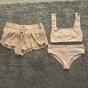 Forever 21 Tan Pajama Set Soft Stretchy Intimates